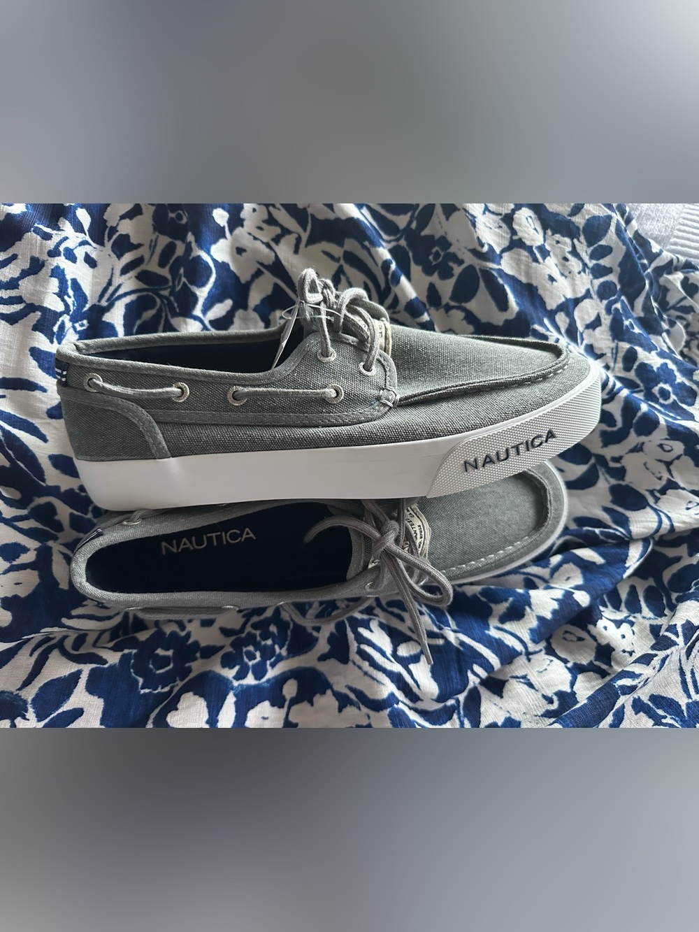 ⚓ Nautica Spinnaker Men’s Size 10 Gray Canvas Boat Shoes NWT